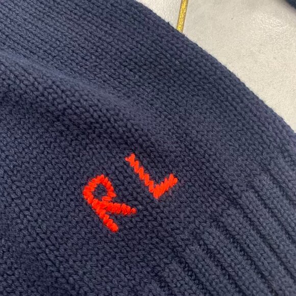 Polo Ralph Lauren Floral denim jacket with bear pattern, navy blue sweater - Picture 9 of 10